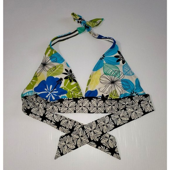 a.n.a  Womens Halter Color Full Floral Print Bikini Swim top Size 14 1326 - Picture 3 of 6
